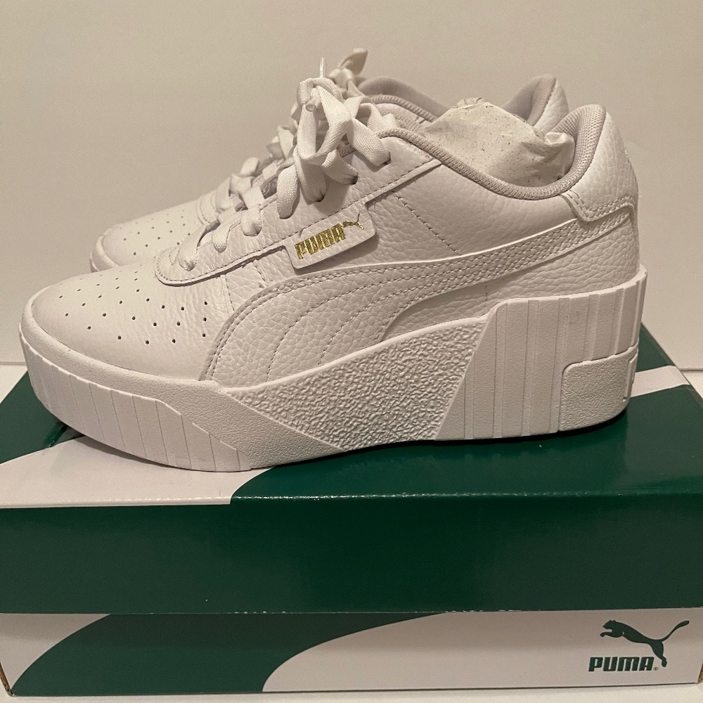 Puma Cali Wedge White Sneakers Sz 6